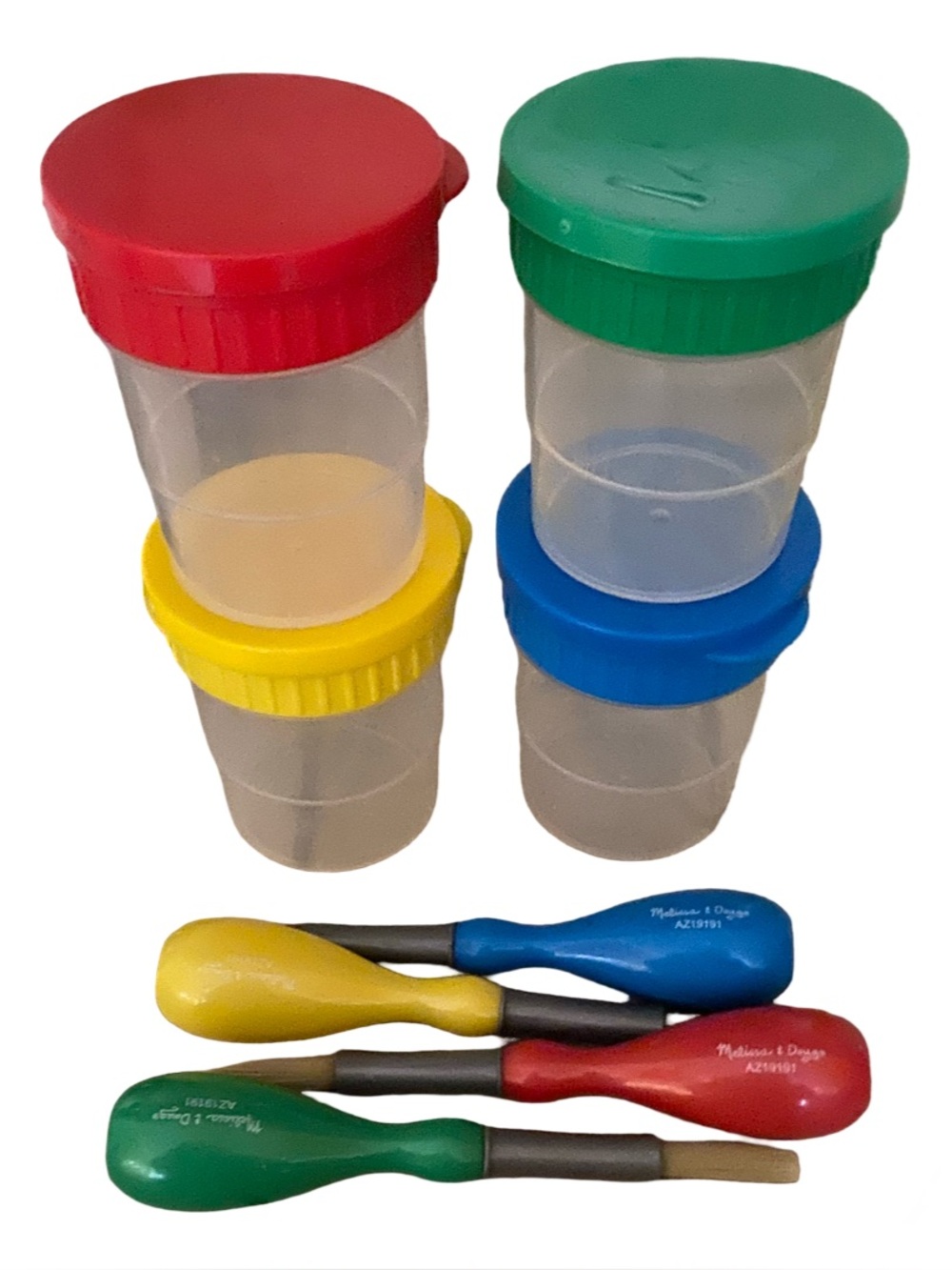 Melissa & Doug Spill-Proof Paint Cups With Jumbo Paint Brushes